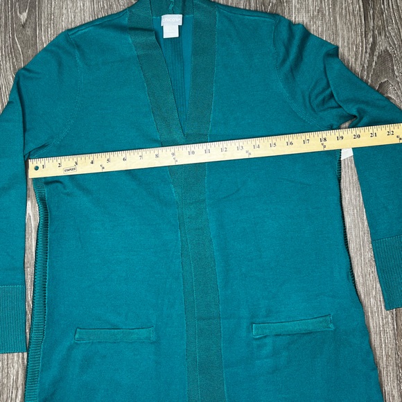 Chico's Cardigan Sweater - Green Longline Open Front (Size M) - Picture 12 of 17